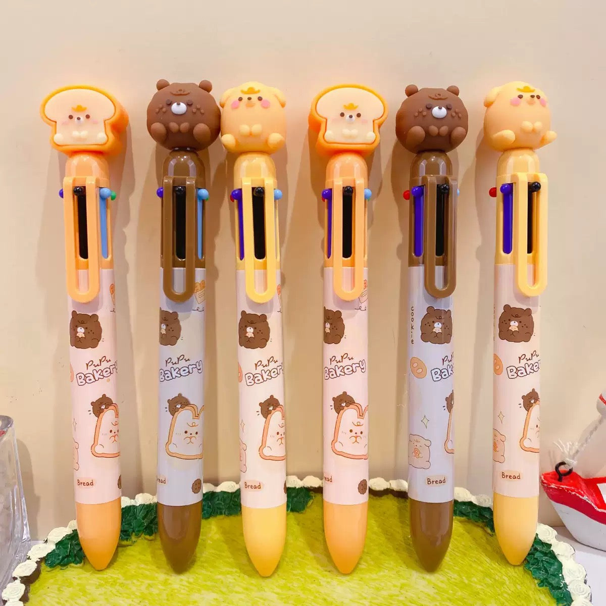 PuPu Bakery Six Color Ballpoint Pen, 36-pcs