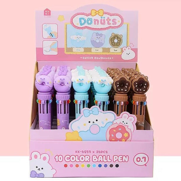 Donuts Ten Color Ballpoint Pen, 36-pcs
