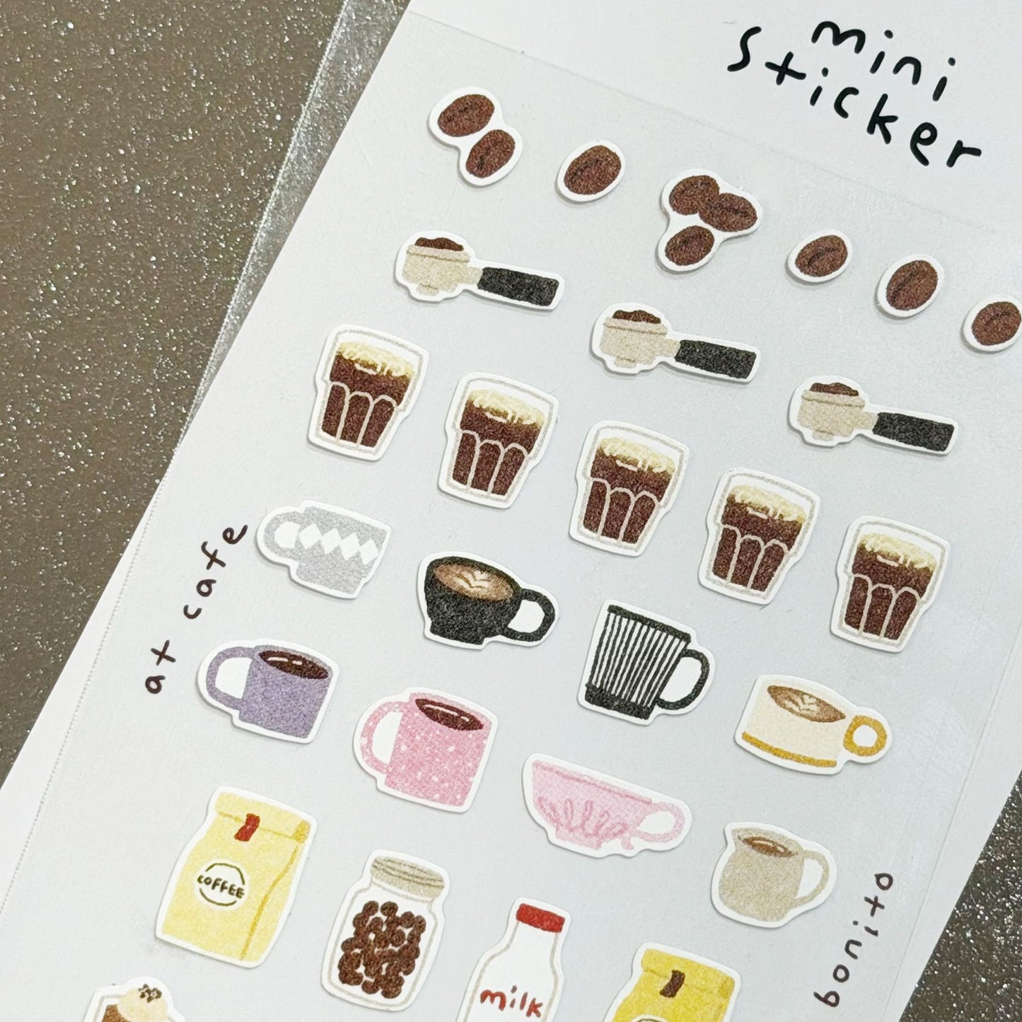 BONITO Coffee series mini stickers, 20-pcs