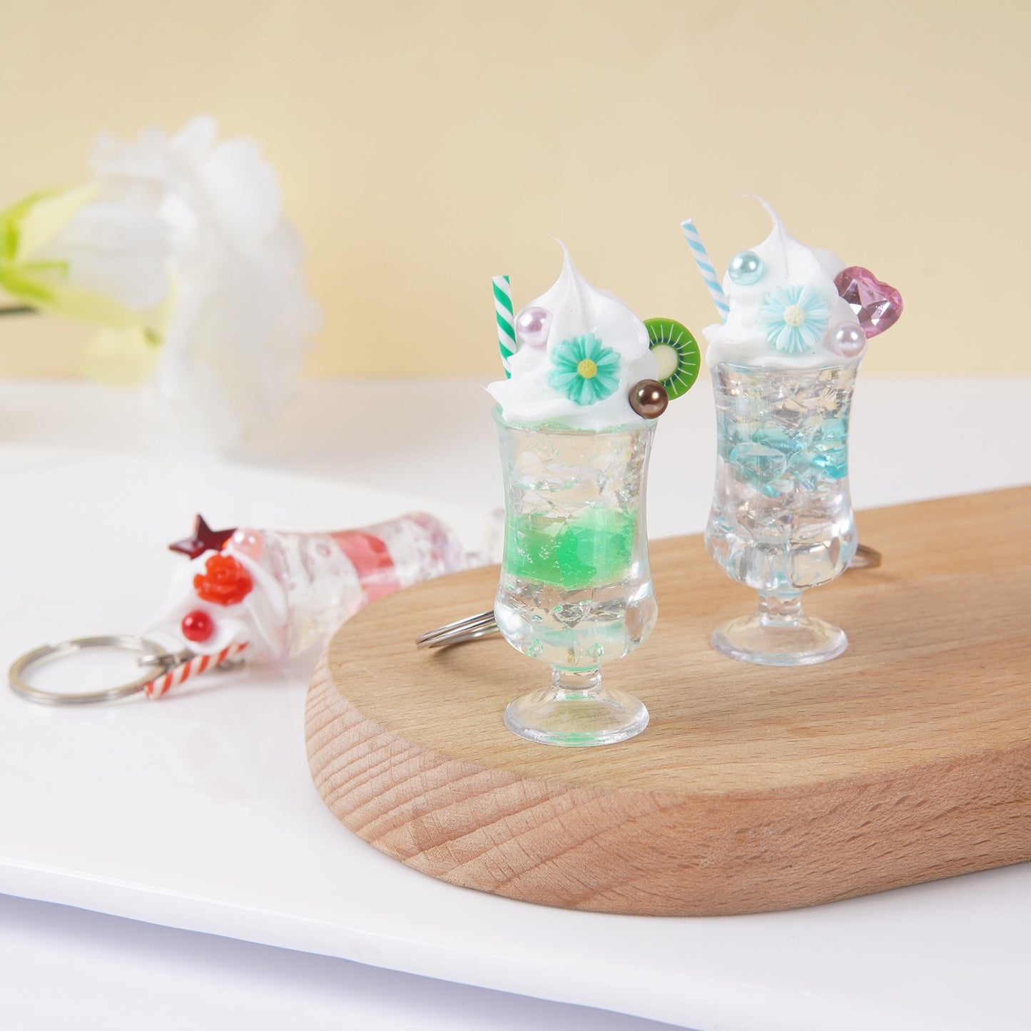 Summer Sparking drink Key Charm, 10-pcs