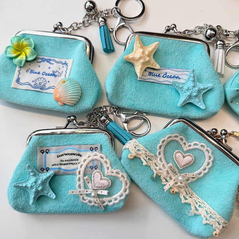 3" handmade summer plush coin pouch, 5-pcs