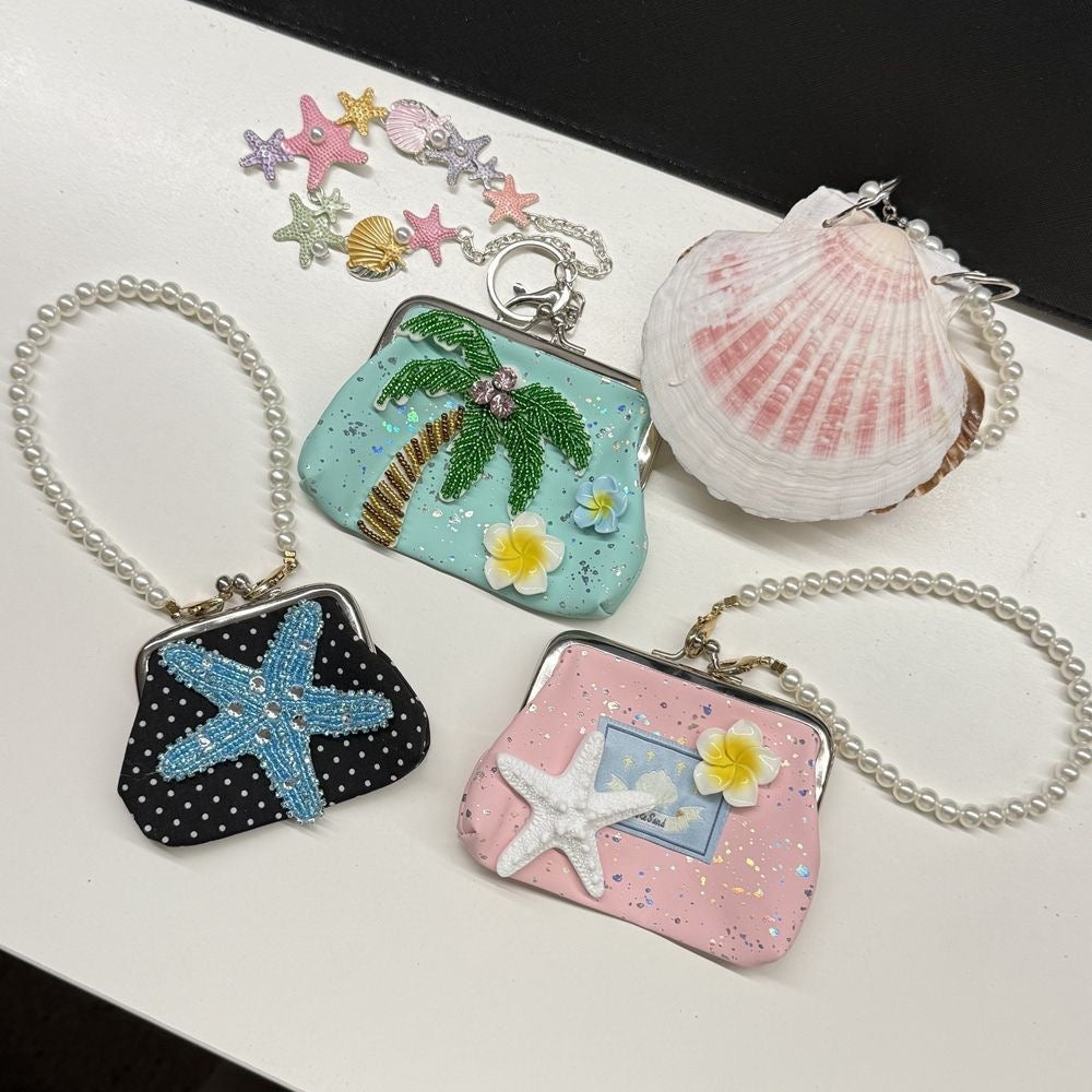 3" handmade summer polka dot coin pouch, 5-pcs