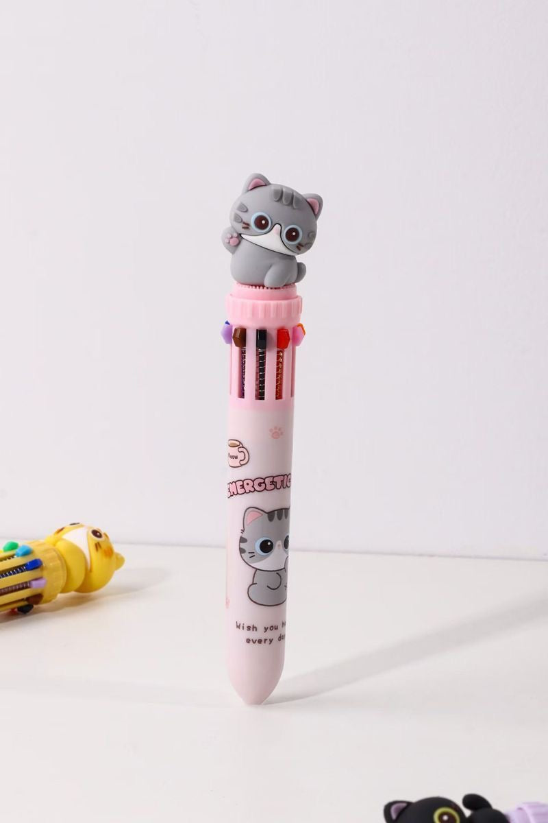 Sweet Cat Ten Color Ballpoint Pen, 36-pcs