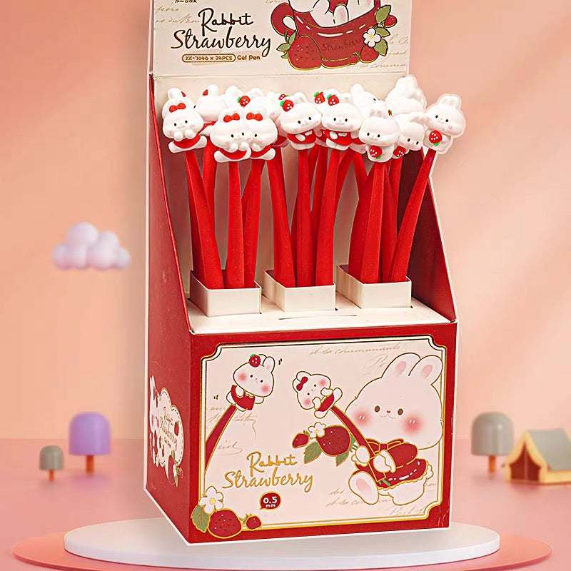 Strawberry Bunny Wiggle Pen, 24-pcs