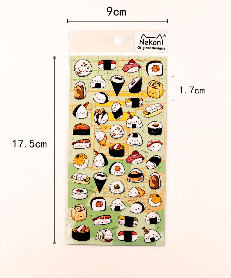 NEKONI Sushi rice ball sticker, 20-pcs