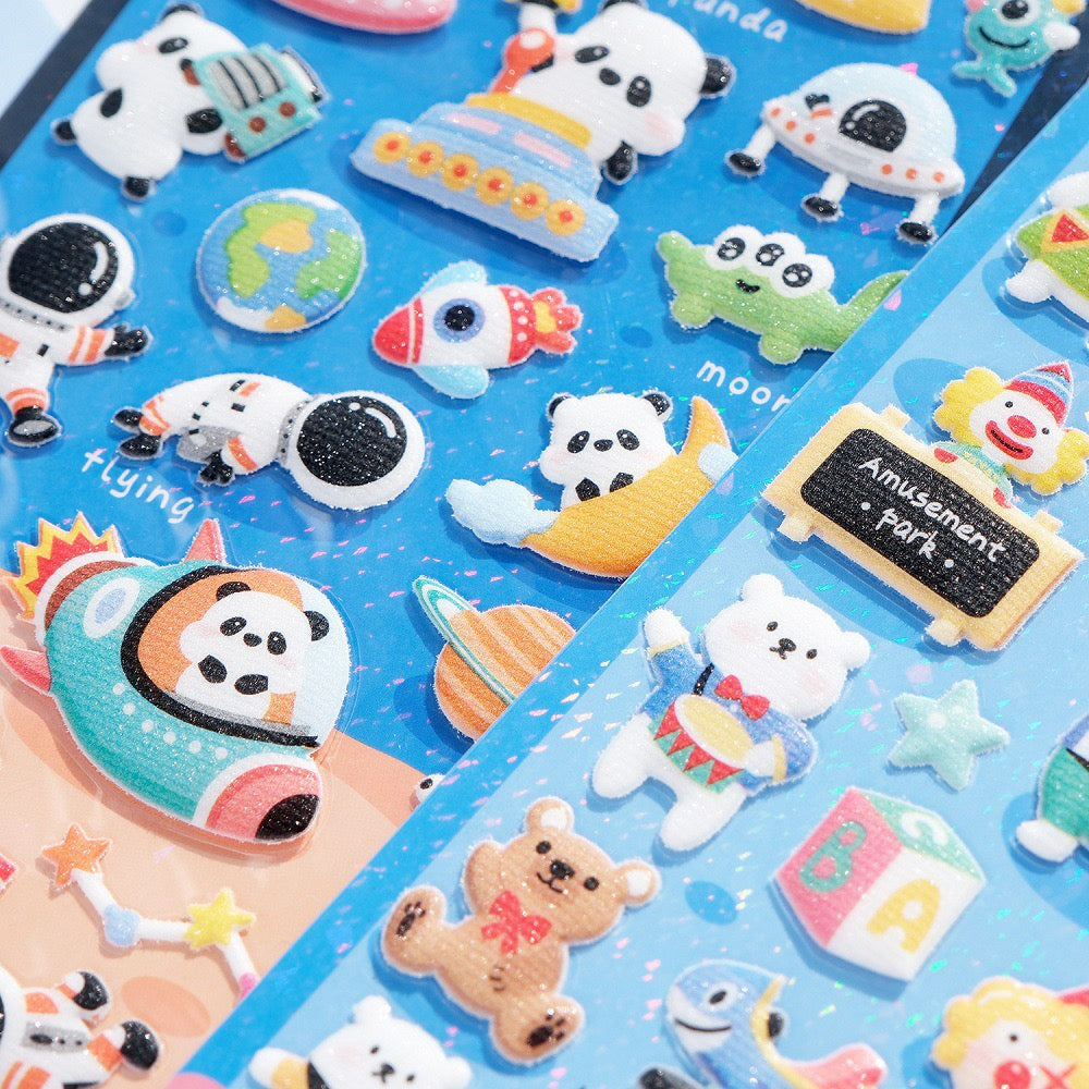 NEKONI Soft Space animal Sticker, 18-pcs