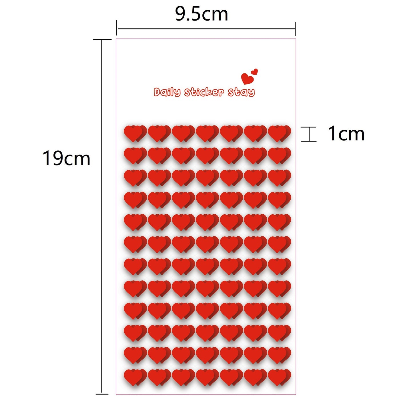 BONITO non-woven red heart mark sticker, 18-pcs
