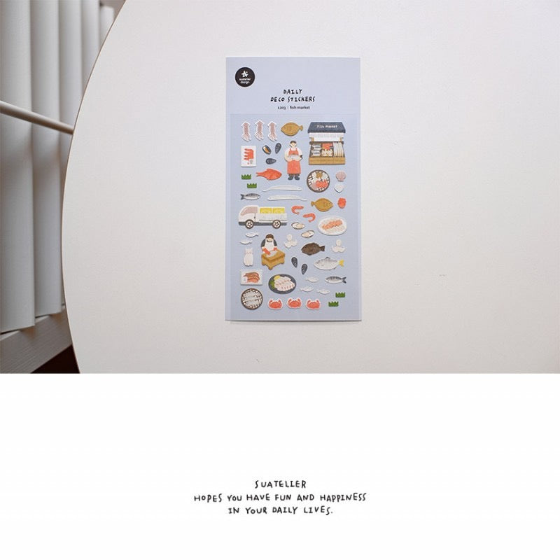 Suatelier Fish Market Paper Sticker, 18-pcs