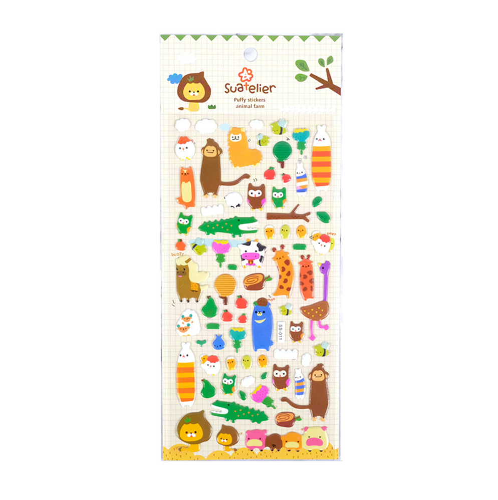 Animal Farm Puffy Stickers, 20-pcs/set
