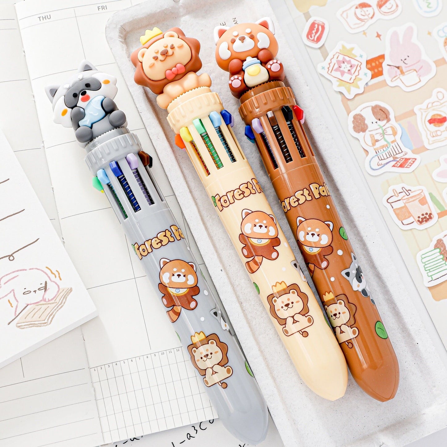 Forest Pals Ten Color Ballpoint Pen, 36-pcs