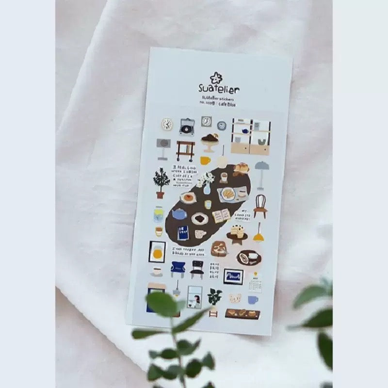 Suatelier Cafe Blue Sticker, 20-pcs