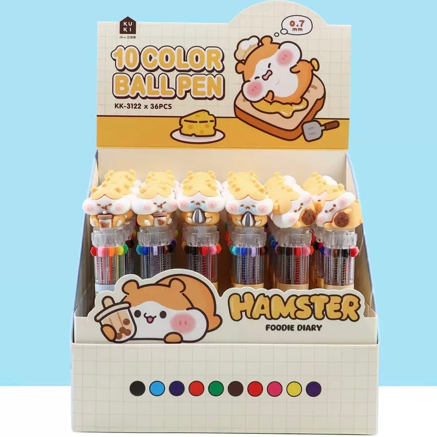 Hamster Ten Color Ballpoint Pen, 36-pcs