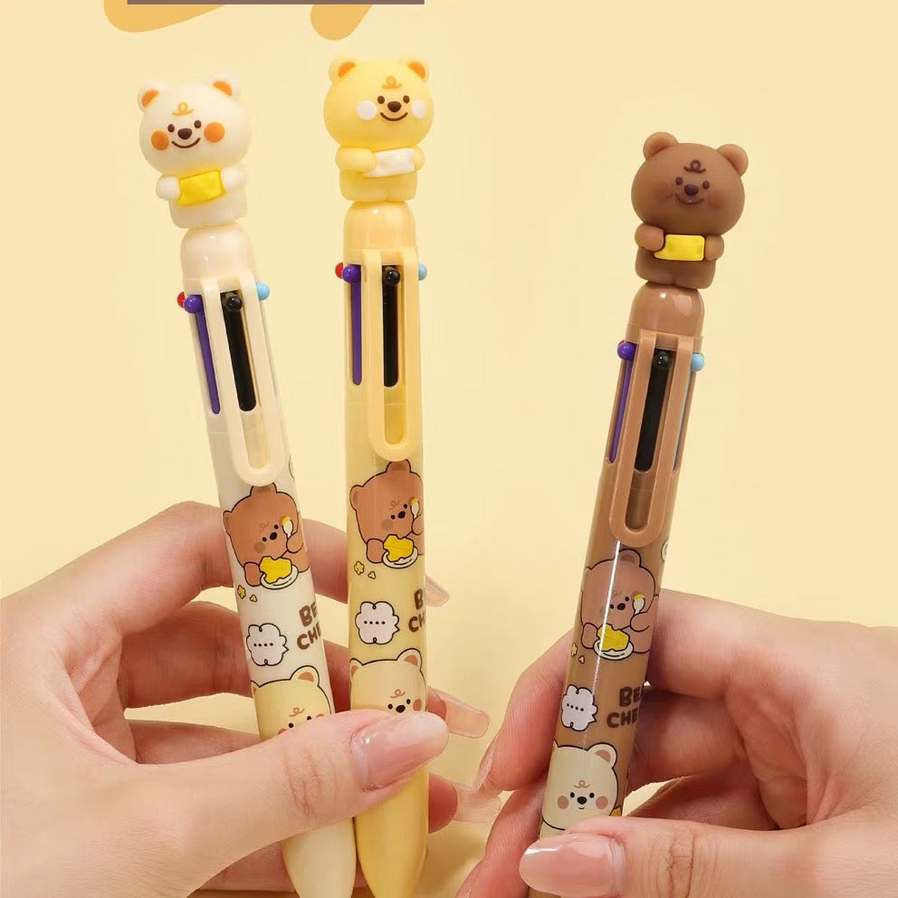 Cheese Bear Six Color Ballpoint Pen, 36-pcs