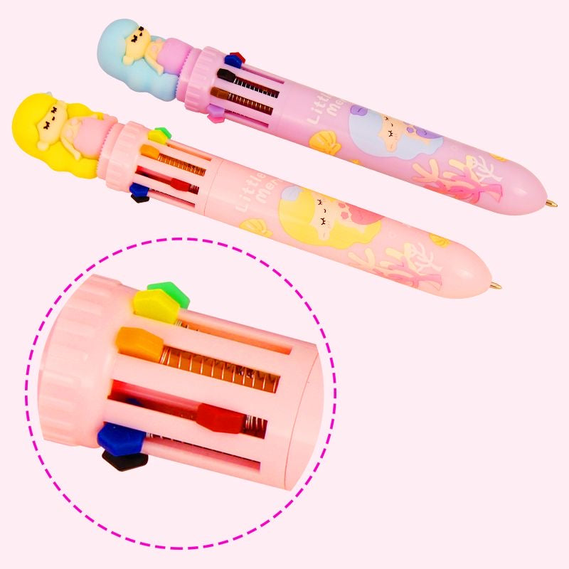Little Mermaid Ten Color Ballpoint Pen, 36-pcs