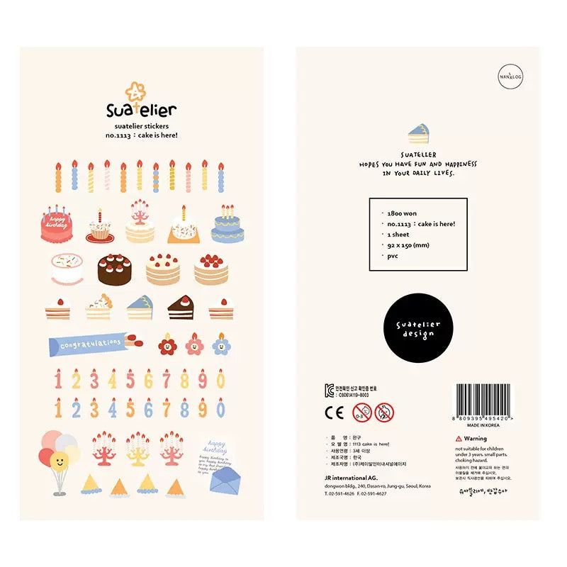 Suatelier Cake is Here! Sticker, 20-pcs