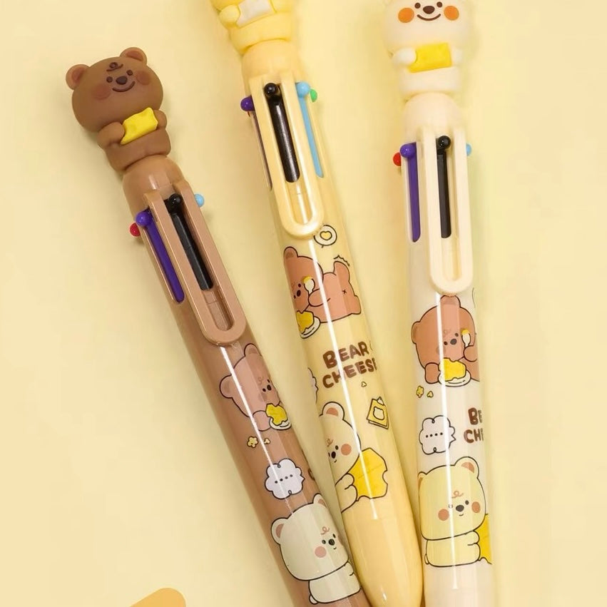 Cheese Bear Six Color Ballpoint Pen, 36-pcs