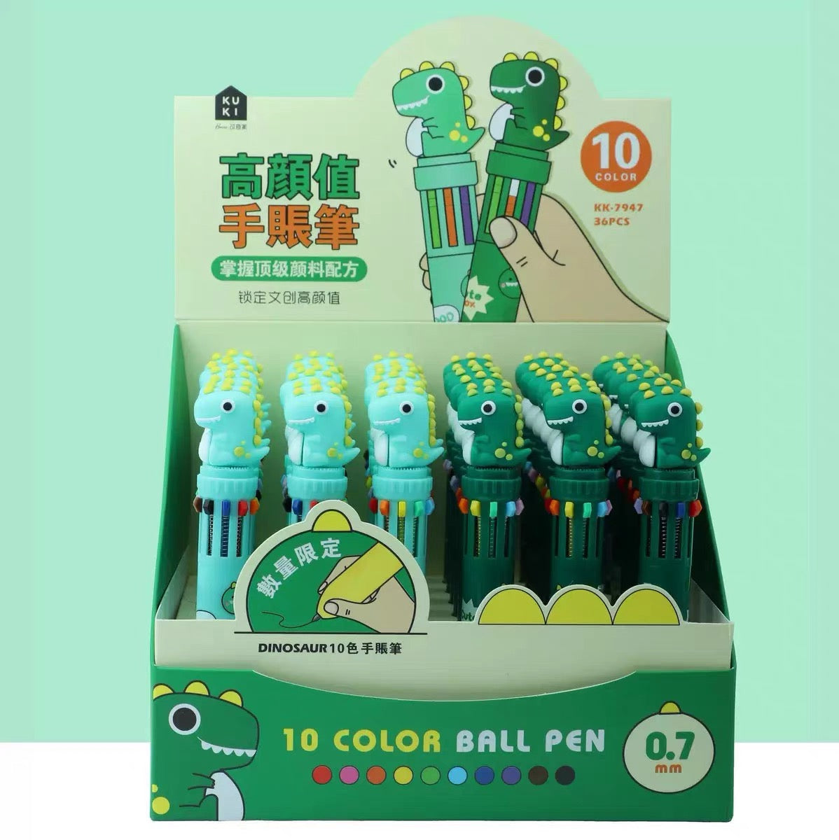 Dinosaur Ten Color Ballpoint Pen, 36-pcs
