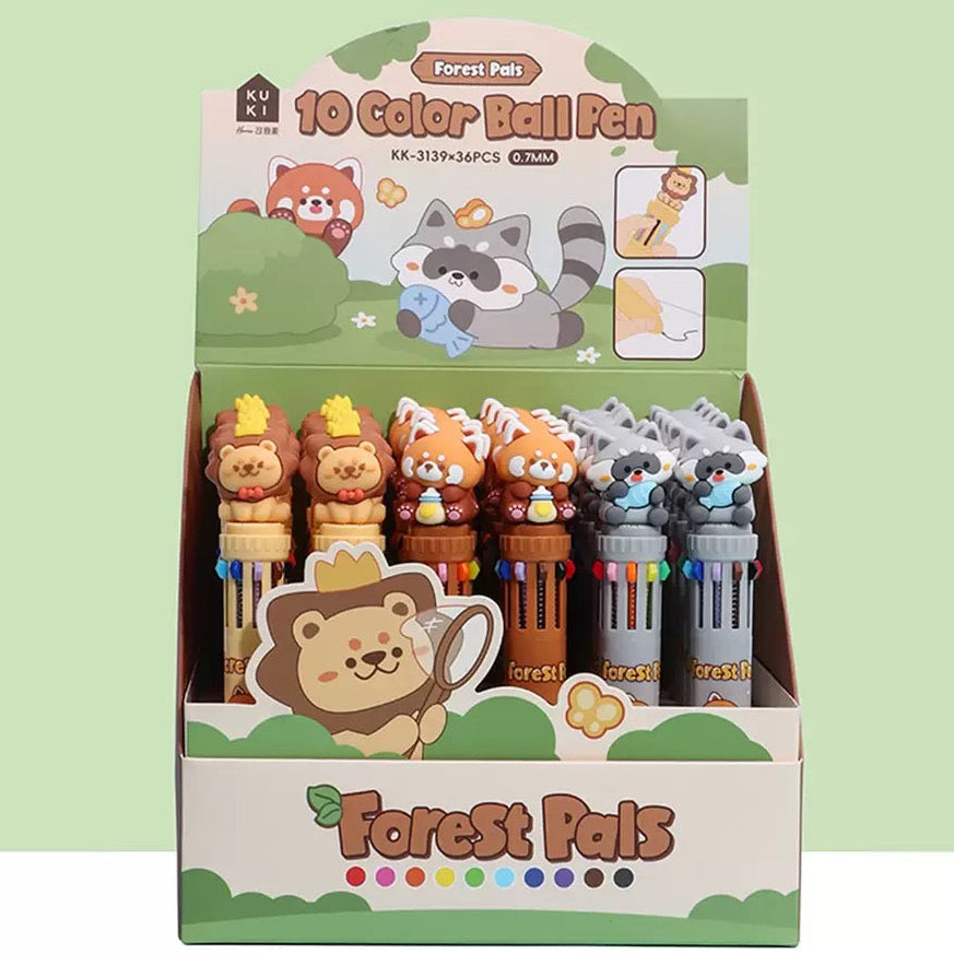 Forest Pals Ten Color Ballpoint Pen, 36-pcs