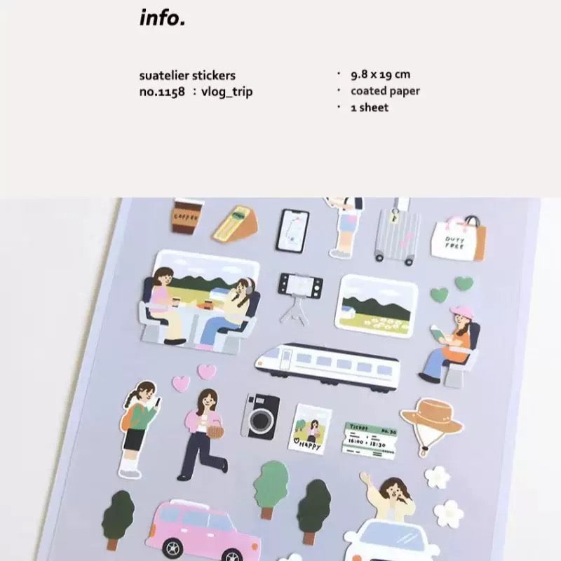 Suatelier Vlog Trip Sticker, 20-pcs