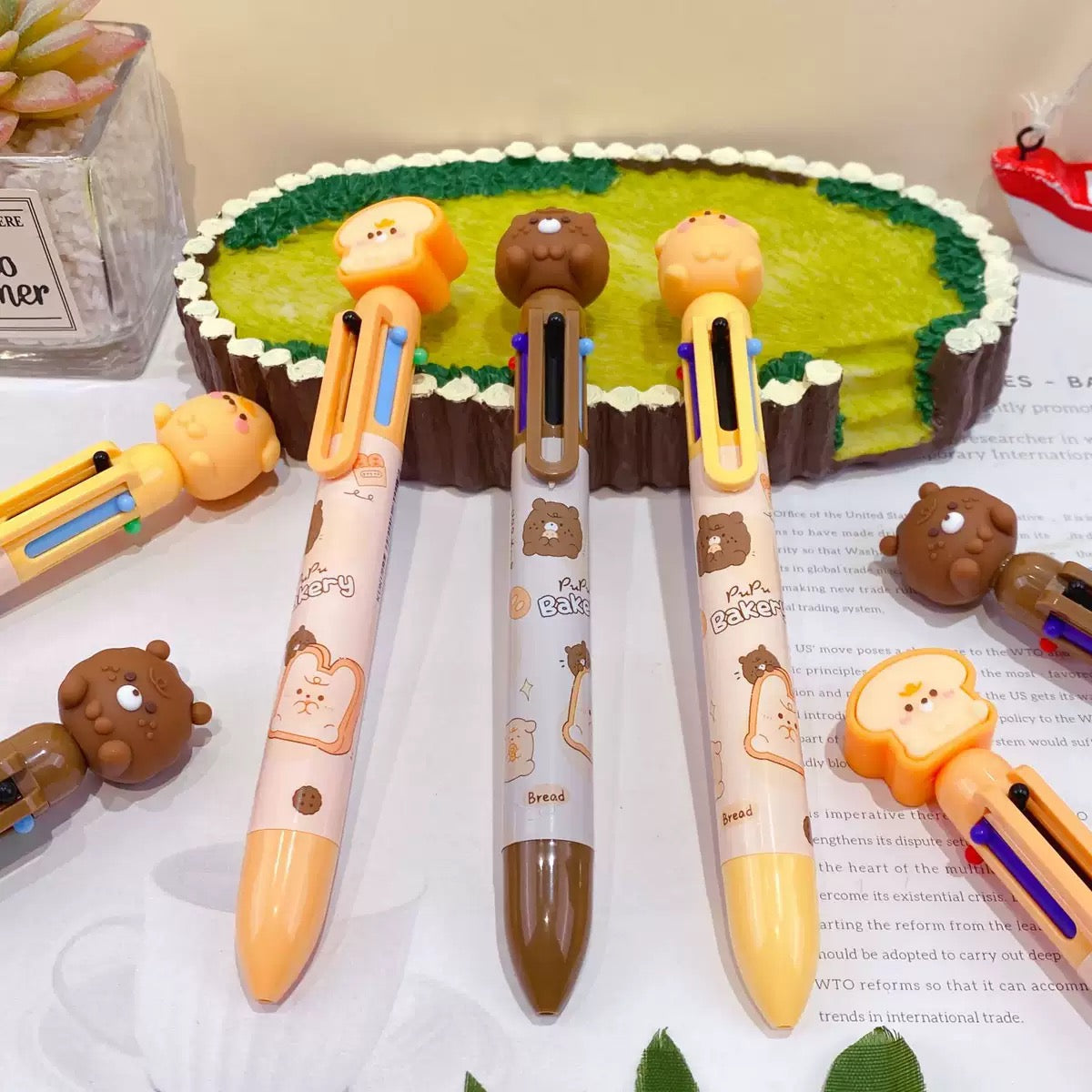 PuPu Bakery Six Color Ballpoint Pen, 36-pcs