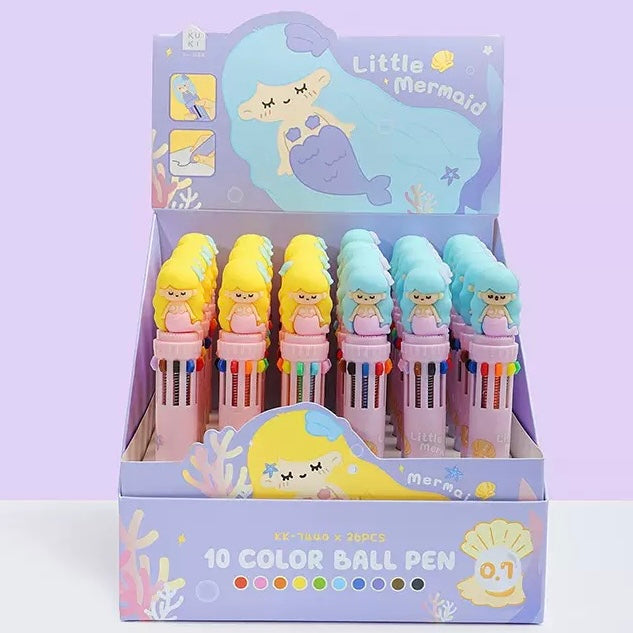 Little Mermaid Ten Color Ballpoint Pen, 36-pcs