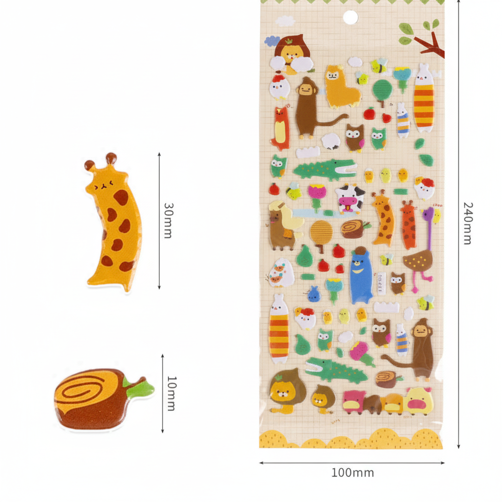 动物农场贴纸尺寸规格图