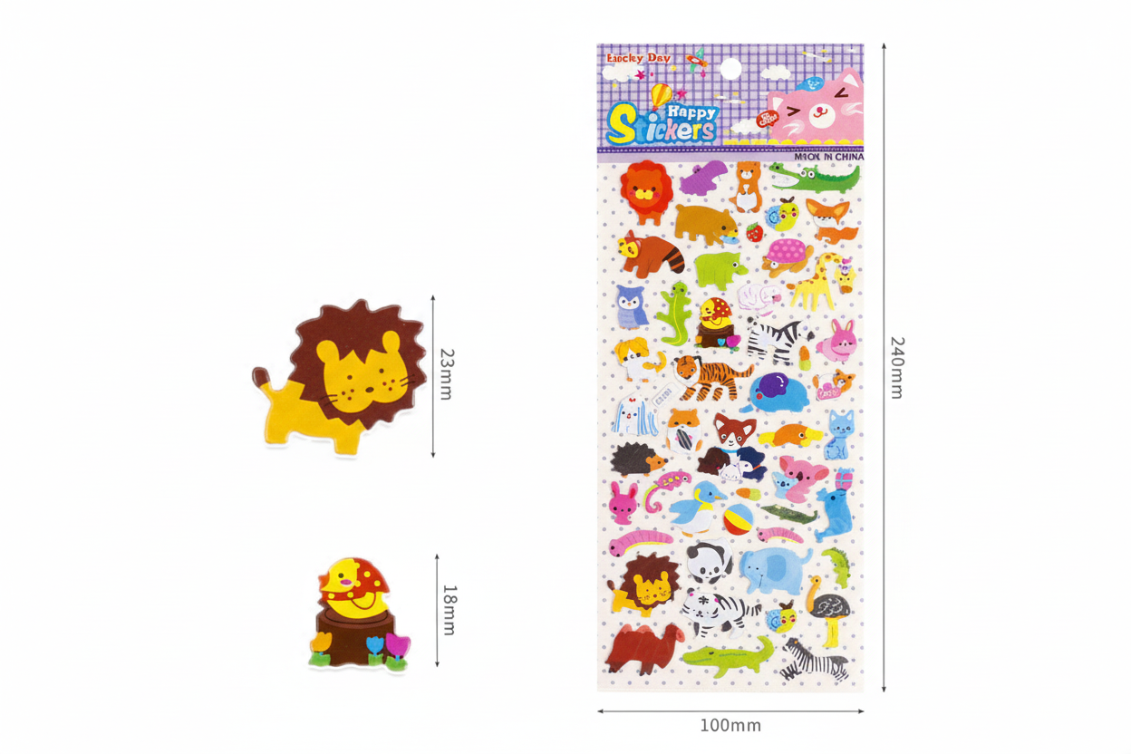 動物園貼紙 - 帶尺寸無其他文字