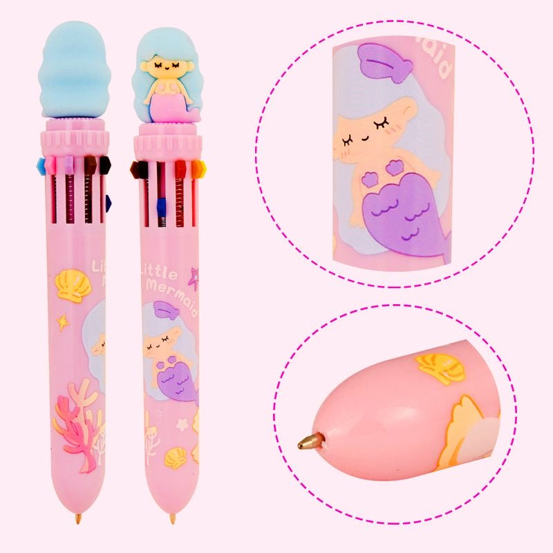 Little Mermaid Ten Color Ballpoint Pen, 36-pcs