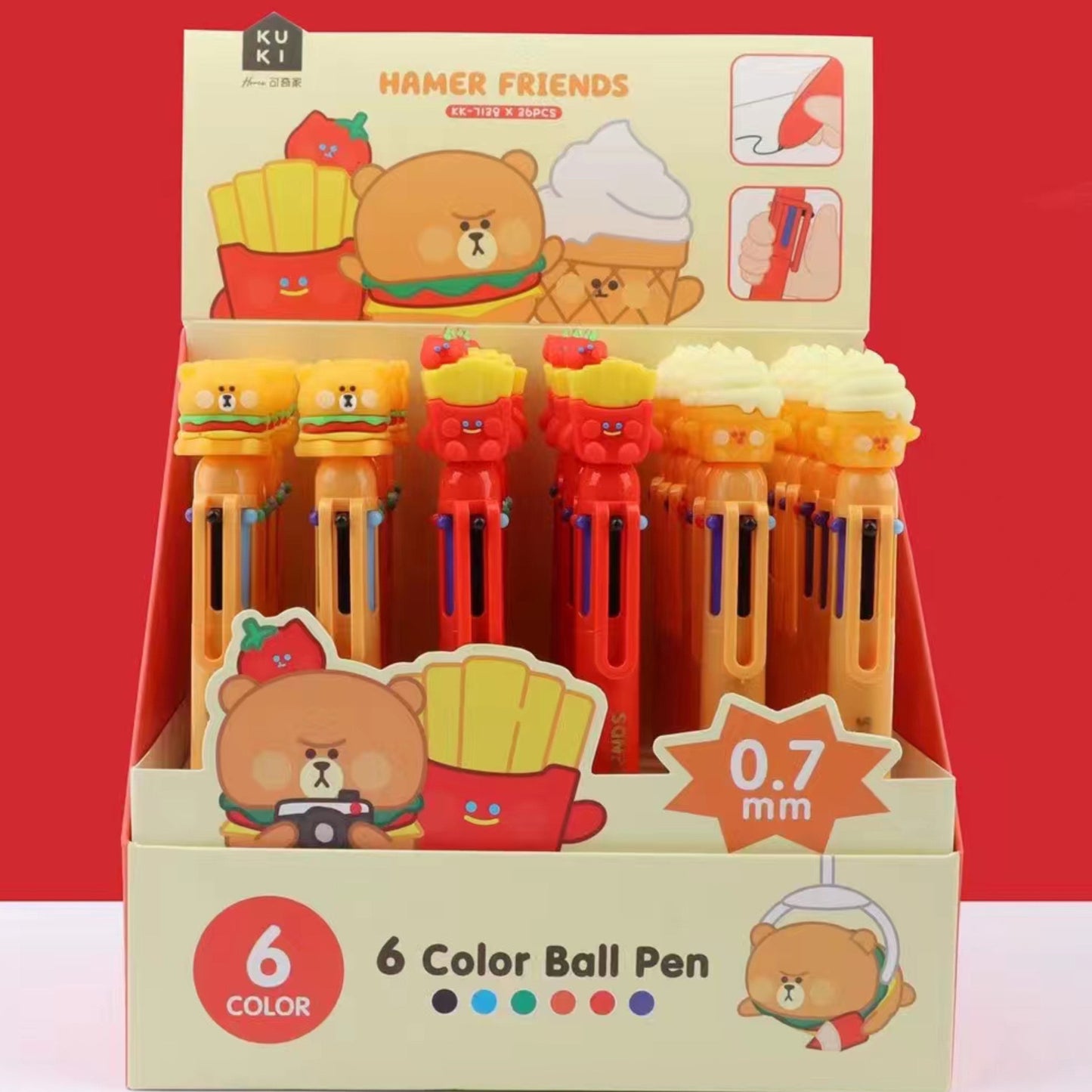 Hamer Friend Six Color Ballpoint Pen, 36-pcs