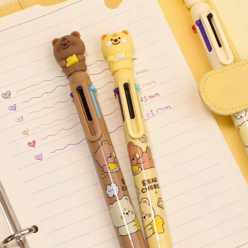 Cheese Bear Six Color Ballpoint Pen, 36-pcs