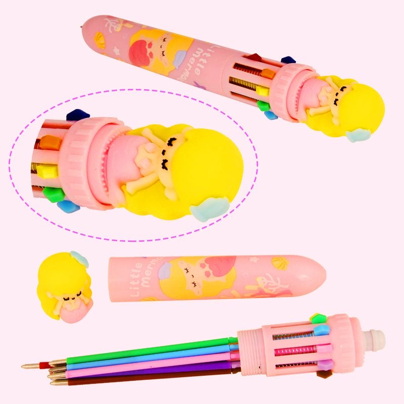 Little Mermaid Ten Color Ballpoint Pen, 36-pcs