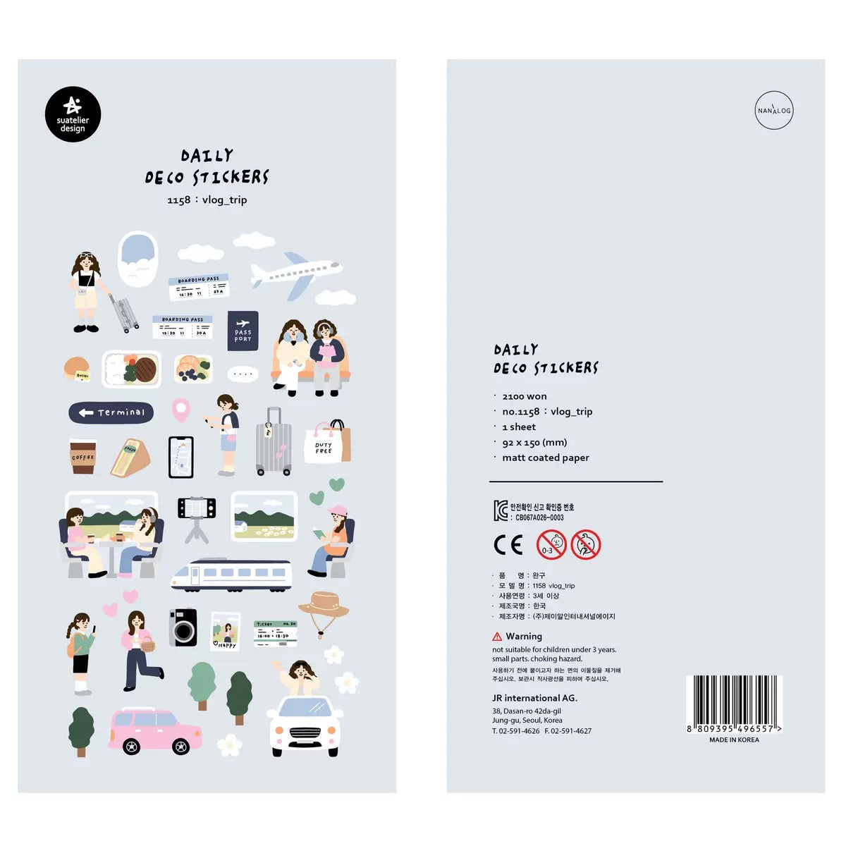 Suatelier Vlog Trip Sticker, 20-pcs