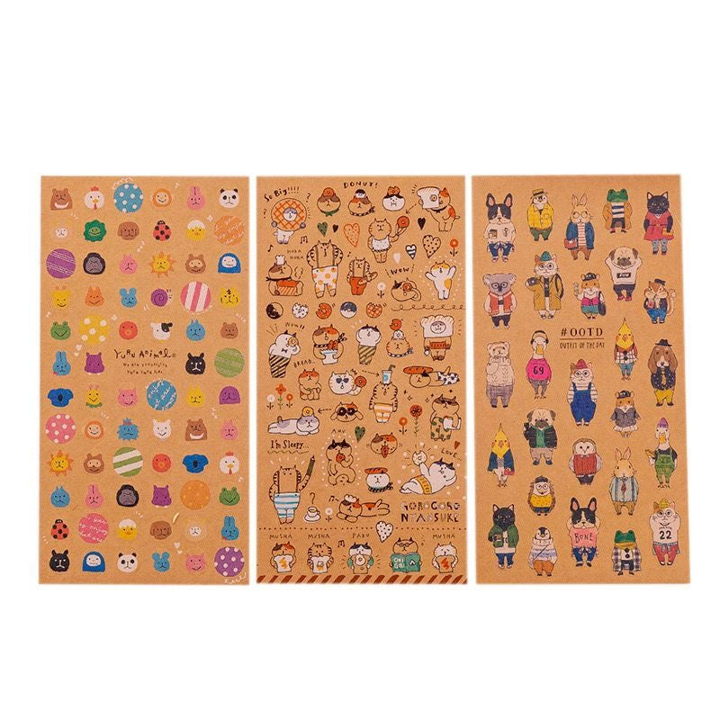 Kraft Paper Sticker Sheet, 18-pcs