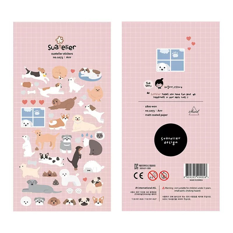 Suatelier arrr puppy paper sticker, 20-pcs