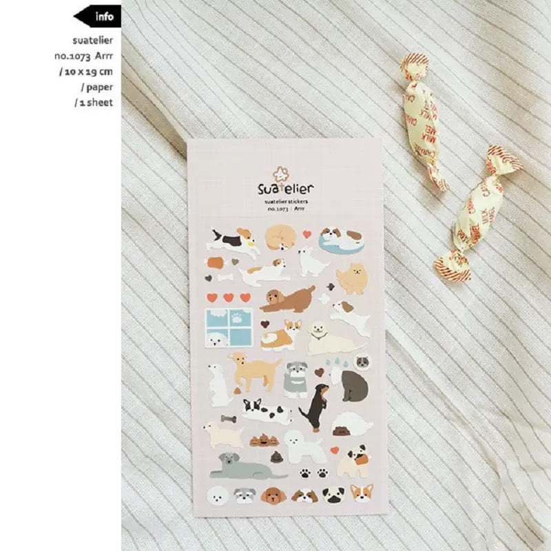 Suatelier arrr puppy paper sticker, 20-pcs