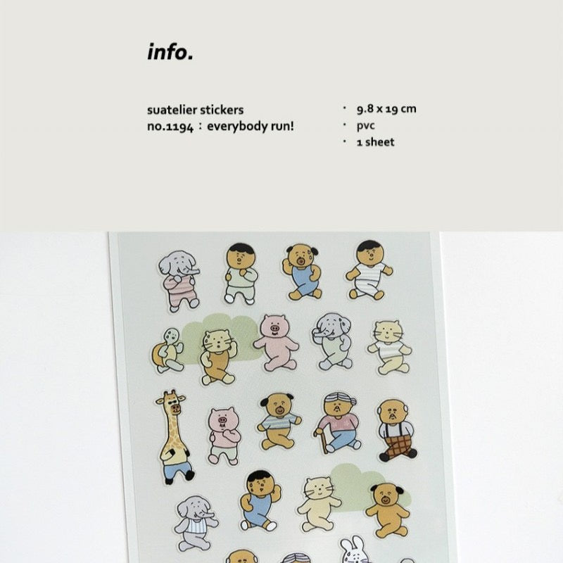 Suatelier Everybody Run! Sticker, 20-pcs
