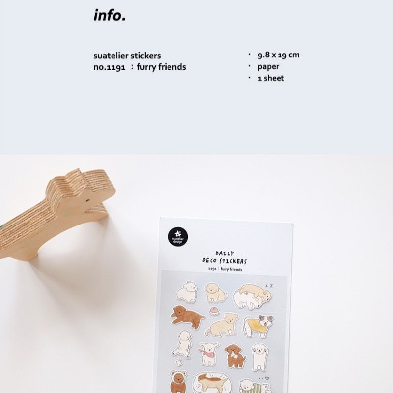 Suatelier Furry Friend Sticker, 20-pcs