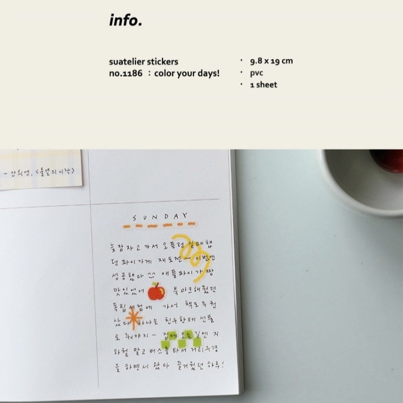 Suatelier Color Your Days Sticker, 20-pcs