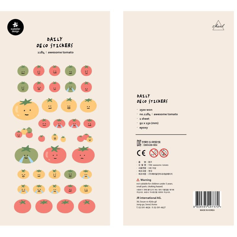 Suatelier Awesome Tomatoes Sticker, 20-pcs
