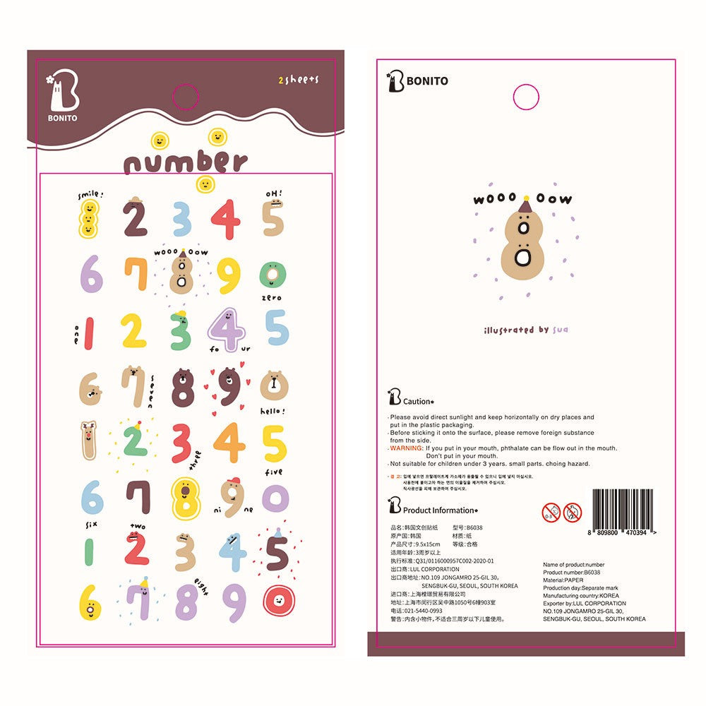 BONITO Number & Letter Stickers, 20-pcs