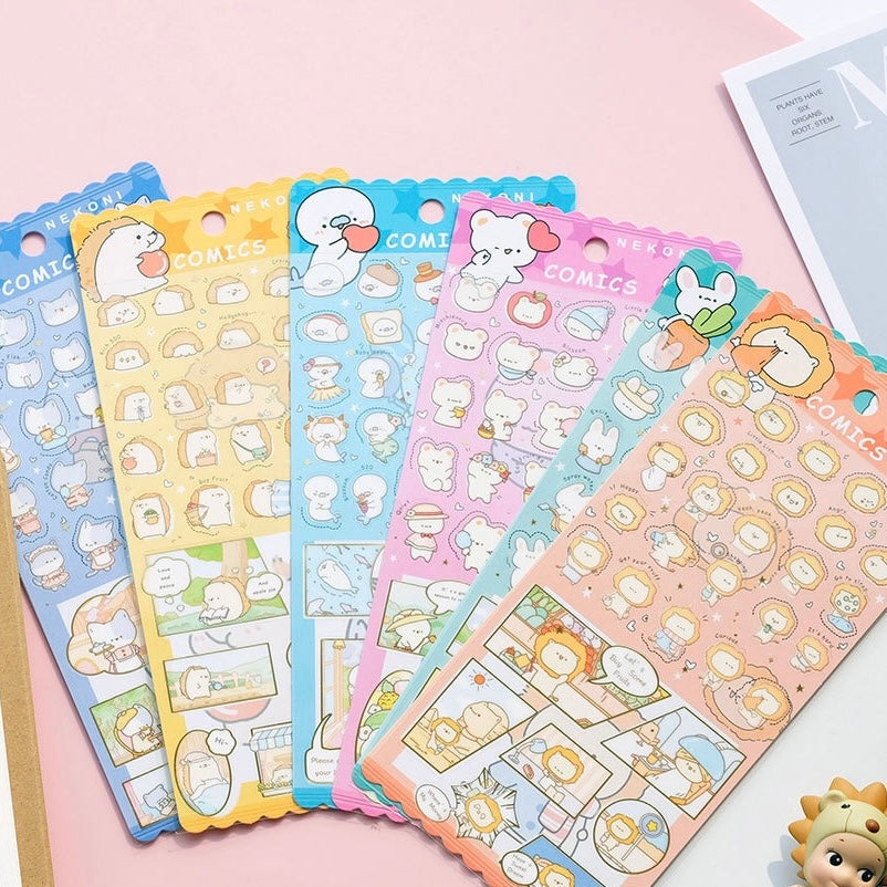 NEKONI Cute Animals Paper Stickers, 20-pcs