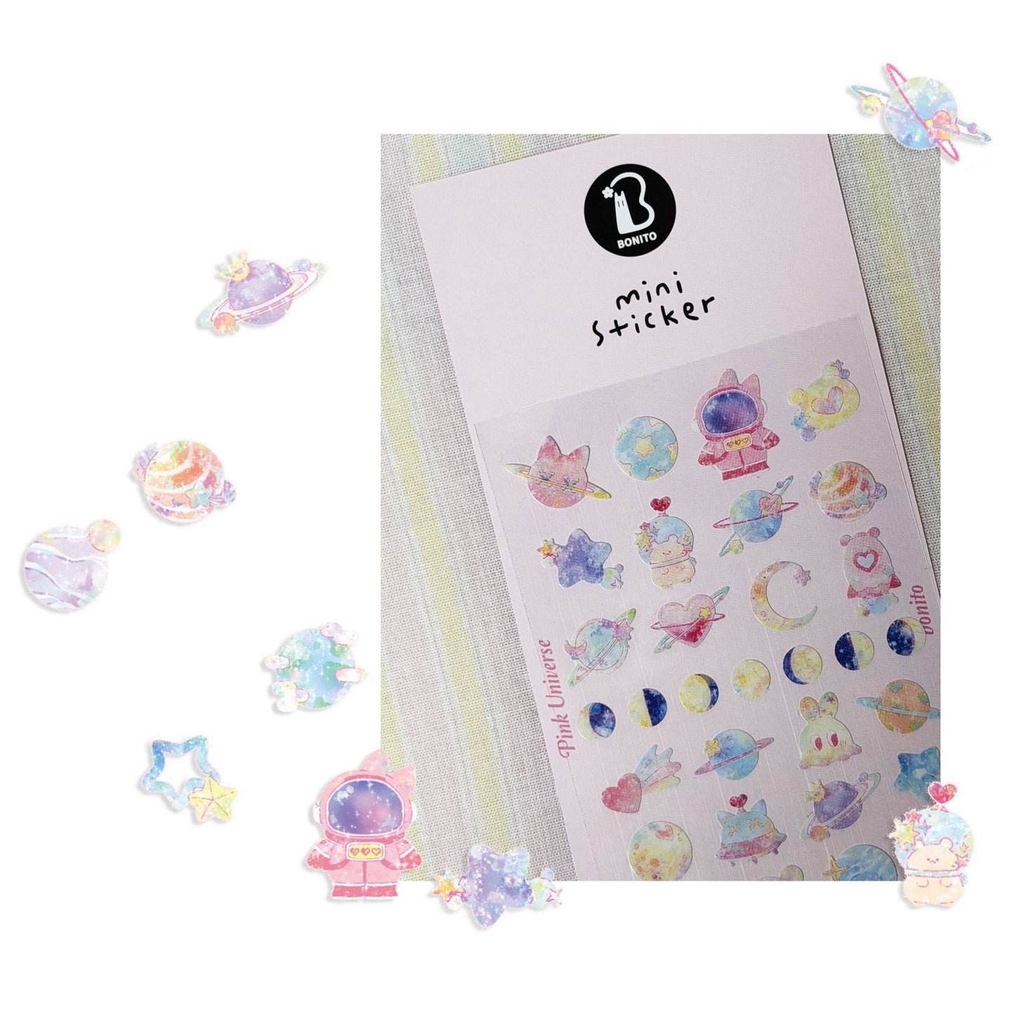BONITO mini pink universe stickers, 20-pcs