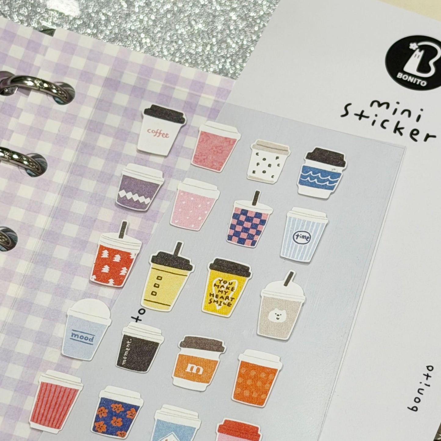 BONITO accompanying cup mini stickers, 20-pcs