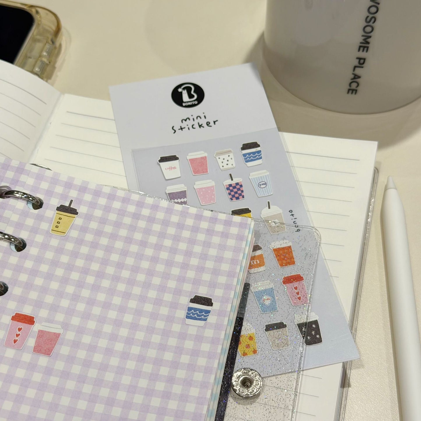 BONITO accompanying cup mini stickers, 20-pcs