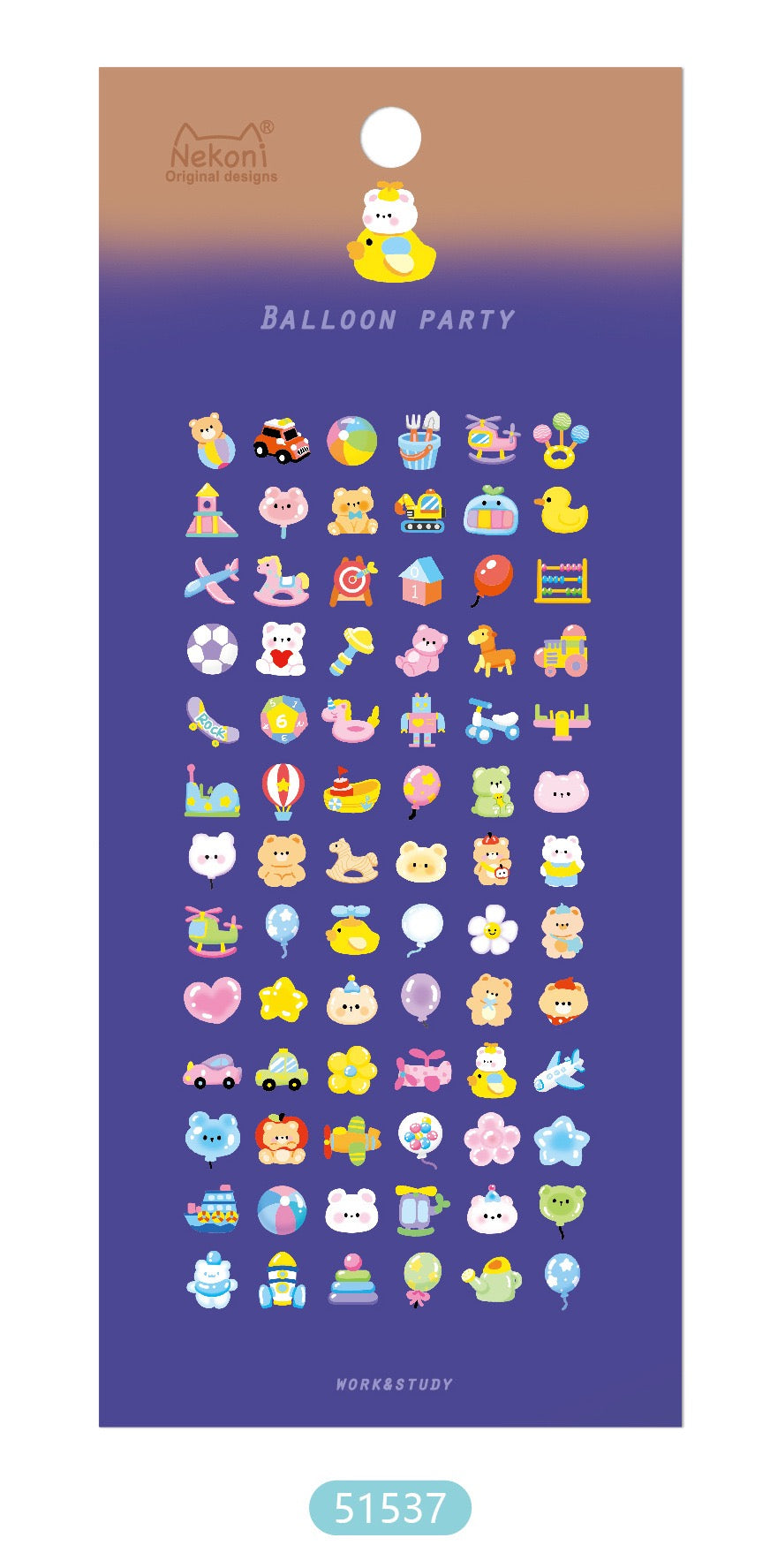 NEKONI Balloon Party Stickers, 20-pcs