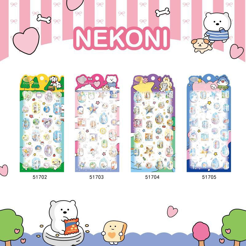 NEKONI Pet-Themed Journal 3D Stickers, 20-pcs