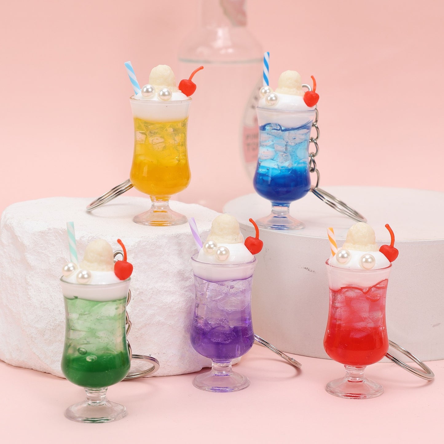 Summer Cheese Foam Drink Key Charm, 10-pcs