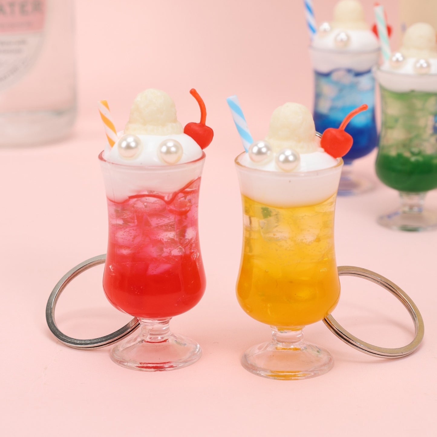 Summer Cheese Foam Drink Key Charm, 10-pcs