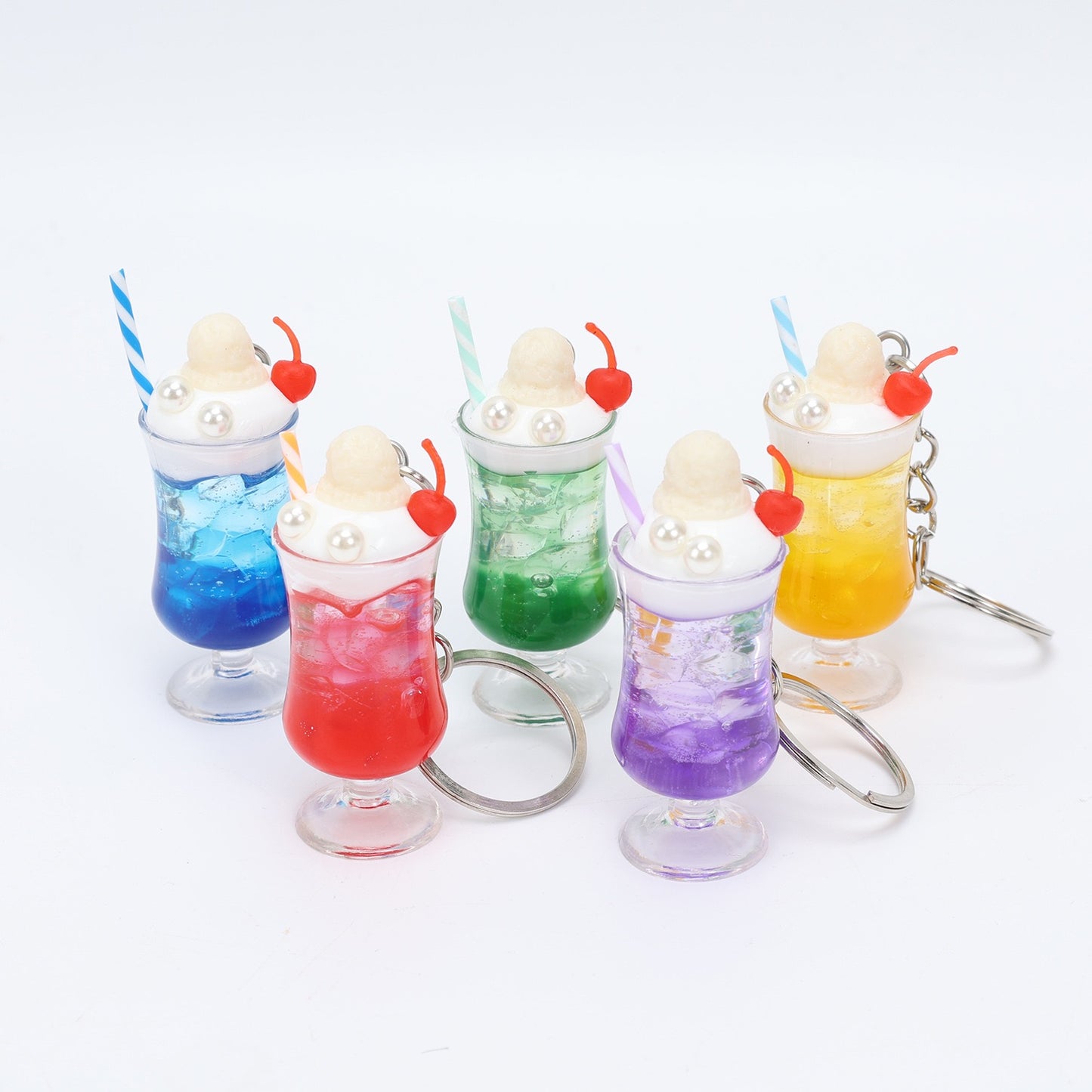 Summer Cheese Foam Drink Key Charm, 10-pcs