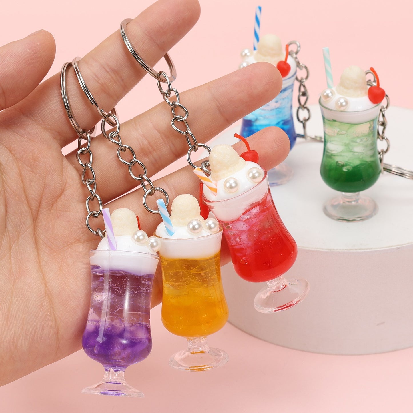 Summer Cheese Foam Drink Key Charm, 10-pcs